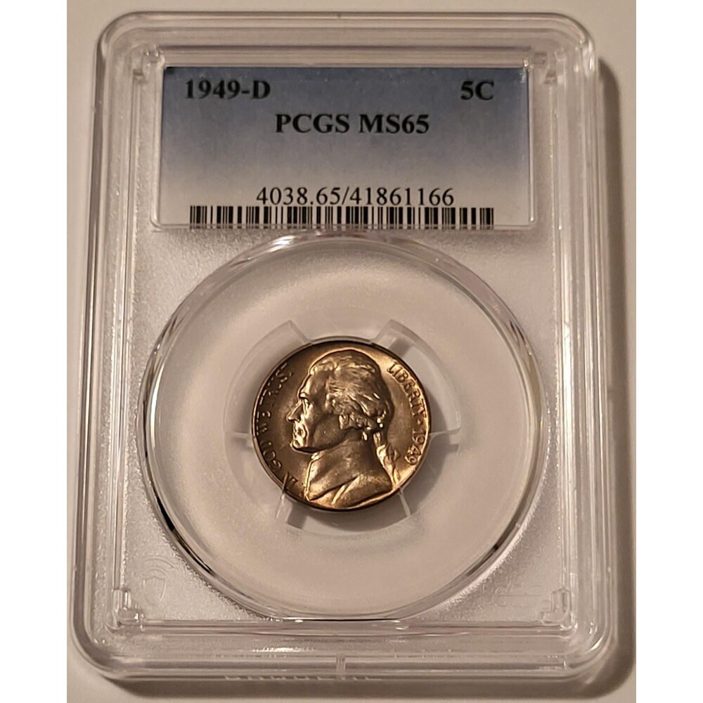 1949 D Jefferson Nickel MS65 PCGS Toning